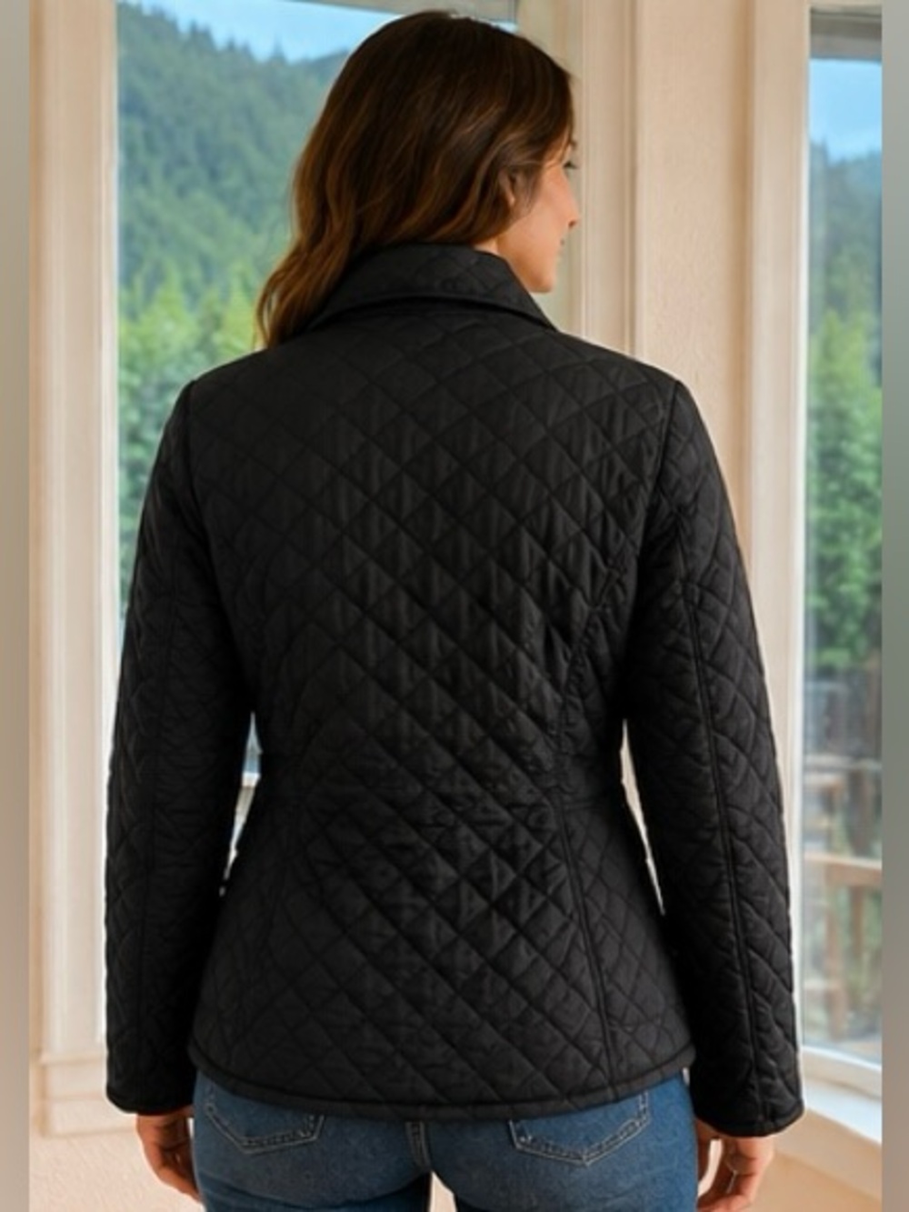 Tommy Hilfiger Black Quilted Utility Jacket with Gold Hardware - Picture 2 of 7